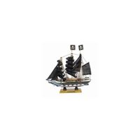 Miniatuur piratenbootje/schip 16 cm - Home decoratie - zwart - Beeldjes - thumbnail