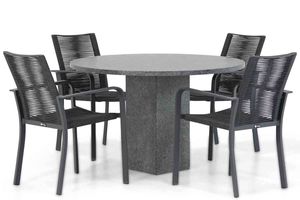 Santika Annisa/Graniet 120 cm rond dining tuinset 5-delig