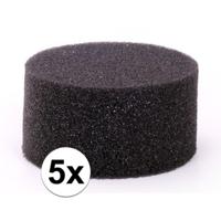 Zwart schmink / make up sponsje - 5x - rond - zacht - grimeren