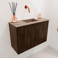 Toiletmeubel Mondiaz Joya Dlux | 60 cm | Meubelkleur Walnut | Faye wastafel Arena Wasbak Midden | Zonder kraangat(en)