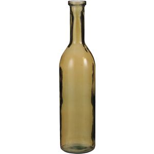 Transparante/okergele fles vaas/vazen van eco glas 18 x 75 cm   -