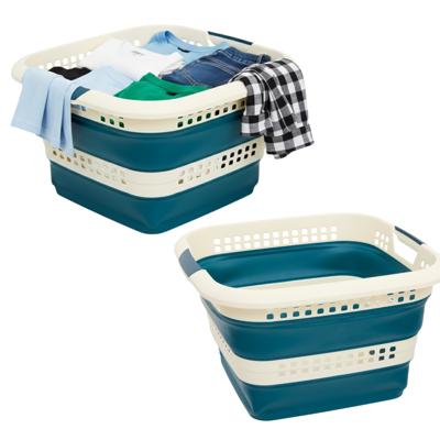 5Five Wasmand - 2x - 40L - blauw - PP - opvouwbaar - 49 x 49 x 49 cm - flexibel