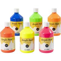 Creativ Company Acrylverf neon, neon kleuren, 6x500 ml/ 1 doos