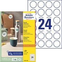 Avery-Zweckform L3415-100 Ø 40 mm Papier Wit 2400 stuk(s) Permanent hechtend Universele etiketten Inkt, Laser, Kopie 100 vel DIN A4 - thumbnail