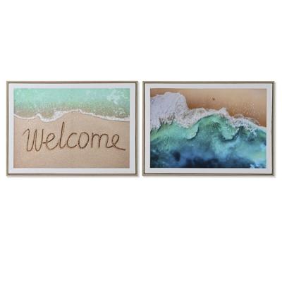 Schilderij Home ESPRIT Strand Mediterrane 72,5 x 3 x 52,5 cm (2 Stuks)