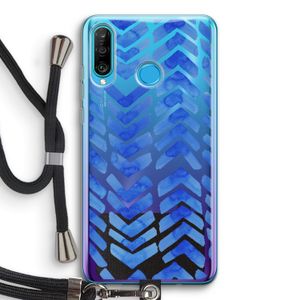 Blauwe pijlen: Huawei P30 Lite Transparant Hoesje met koord