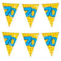 Paperdreams verjaardag 70 jaar thema vlaggetjes - 2x - feestversiering - 10m - folie - dubbelzijdig - Vlaggenlijnen