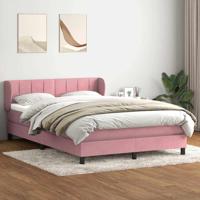 Boxspring met matras fluweel roze 160x210 cm