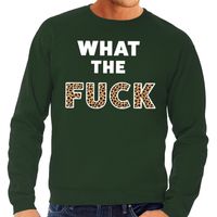 What the Fuck tijgerprint tekst sweater groen voor heren - thumbnail