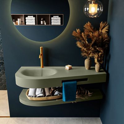 MONDIAZ RIVA 120cm Wastafel met planchet kleur Army. Wastafel DULCET links 1 kraangaten kleur Army. MONDIAZ RIVA 120cm Wastafel met planchet kleur Army. Wastafel DULCET links 1 kraangaten kleur Army.