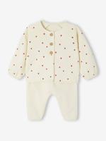Gewatteerde babypakje vestje + broek ecru Gewatteerde babypakje vestje + broek ecru