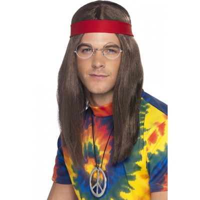 Hippie heren verkleed kit deluxe