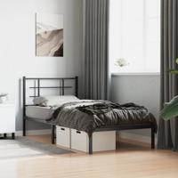 Bedframe met hoofdbord metaal zwart 90x200 cm