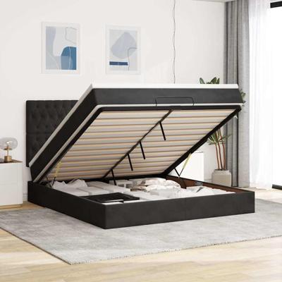 Ottoman bed met matrassen 160x200cm fluweel zwart