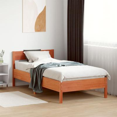Bedframe zonder matras massief grenenhout wasbruin 90x200 cm