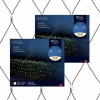 Netverlichting - 2x - 384 led lampjes - warm wit - 300 x 300 cm - kerstverlichting - net