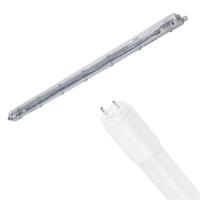 LED Waterdichte TL Armatuur met T8 Buis - Velvalux Strela - 120cm - Enkel - Koppelbaar - Waterdicht IP65 - 18W - Natuurlijk Wit 4000K