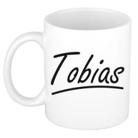 Tobias Naam koffiemok - beker - met sierlijke letters - wit - 300 ml - Cadeau - Heren