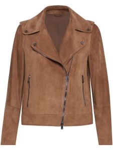 Brunello Cucinelli veste de moto en daim - Marron