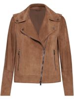 Brunello Cucinelli veste de moto en daim - Marron