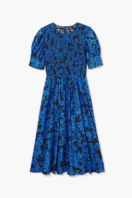 Bloemen midi-jurk - BLUE - S Bloemen midi-jurk - BLUE - S