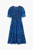 Bloemen midi-jurk - BLUE - S
