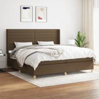 Boxspring met matras stof donkerbruin 200x200 cm