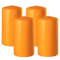 Enlightening Candles Cilinder/stompkaars - 4x - oranje - D6 x H8 cm - 27 branduur