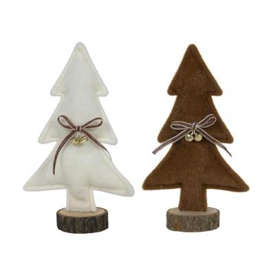 everlands kunstkerstboom suede look 23cm wit/bruin