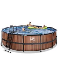 EXIT Wood zwembad - 488 x 122 cm - met zandfilterpomp en trap - thumbnail