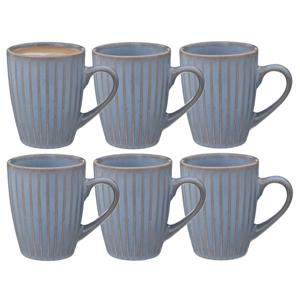 Koffiemokken Rome - 6x stuks - Keramiek - blauw - 380 ml - 9 x 11 cm - old stone look