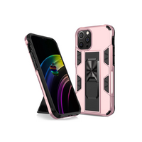 iPhone 12 Pro Max hoesje - Backcover - Rugged Armor - Kickstand - Extra valbescherming - Shockproof - TPU - Roze