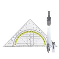 Geodriehoek 3x stuks met passer set - wiskunde school set - Wiskunde/rekenen - Schoolspullen