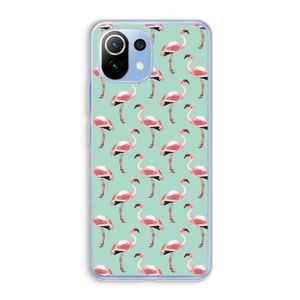 Flamingoprint groen: Xiaomi Mi 11 Lite Transparant Hoesje