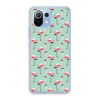 Flamingoprint groen: Xiaomi Mi 11 Lite Transparant Hoesje
