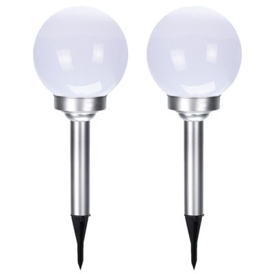 Set van 4x stuks solar tuinlampen/prikspots bol op zonne-energie 15 cm