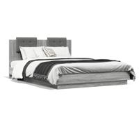 Bedframe met hoofdbord en LED grijs sonoma eiken 150x200 cm