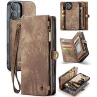 Caseme iPhone 16 hoesje - Vintage 2 in 1 portemonnee - Bruin