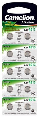 Camelion batterij lr44/d357/v13ga/ag13 kaart a 10 stuks