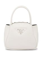 Prada mini sac en cuir à plaque logo - Blanc - thumbnail