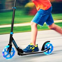 Sport Scooter met Verstelbare Handgreep Duurzaam en Opvouwbaar met 2 LED Flitswielen Blauw