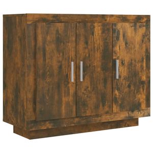 The Living Store Dressoir Gerookt Eiken - 92 x 35 x 75 cm - Bewerkt Hout