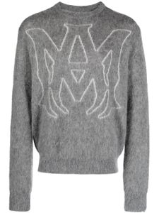 AMIRI pull en mohair mélangé à logo en jacquard - Gris