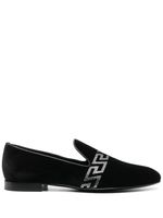 Versace mocassins en velours à logo Greca - Noir