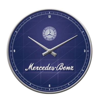 Wandklok Mercedes-Benz Blauw en Zilver