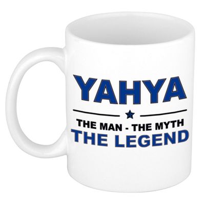 Yahya The man, The myth the legend collega kado mokken/bekers 300 ml