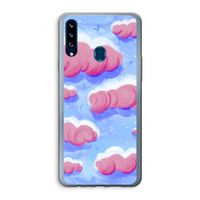 Roze wolken met vogels: Samsung Galaxy A20s Transparant Hoesje