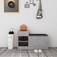 VidaXL Schoenenbank 94,5x31x57 cm bewerkt hout betongrijs