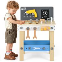Gereedschapsbank voor Kinderen Houten Speelset voor Peuters met Prikbord Krijtbord en Opbergplank Gereedschapsset voor Kinderen 3+