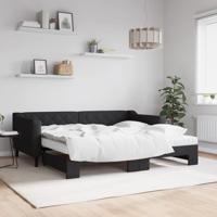 Slaapbank met onderschuifbed en matrassen 90x190 cm stof zwart
